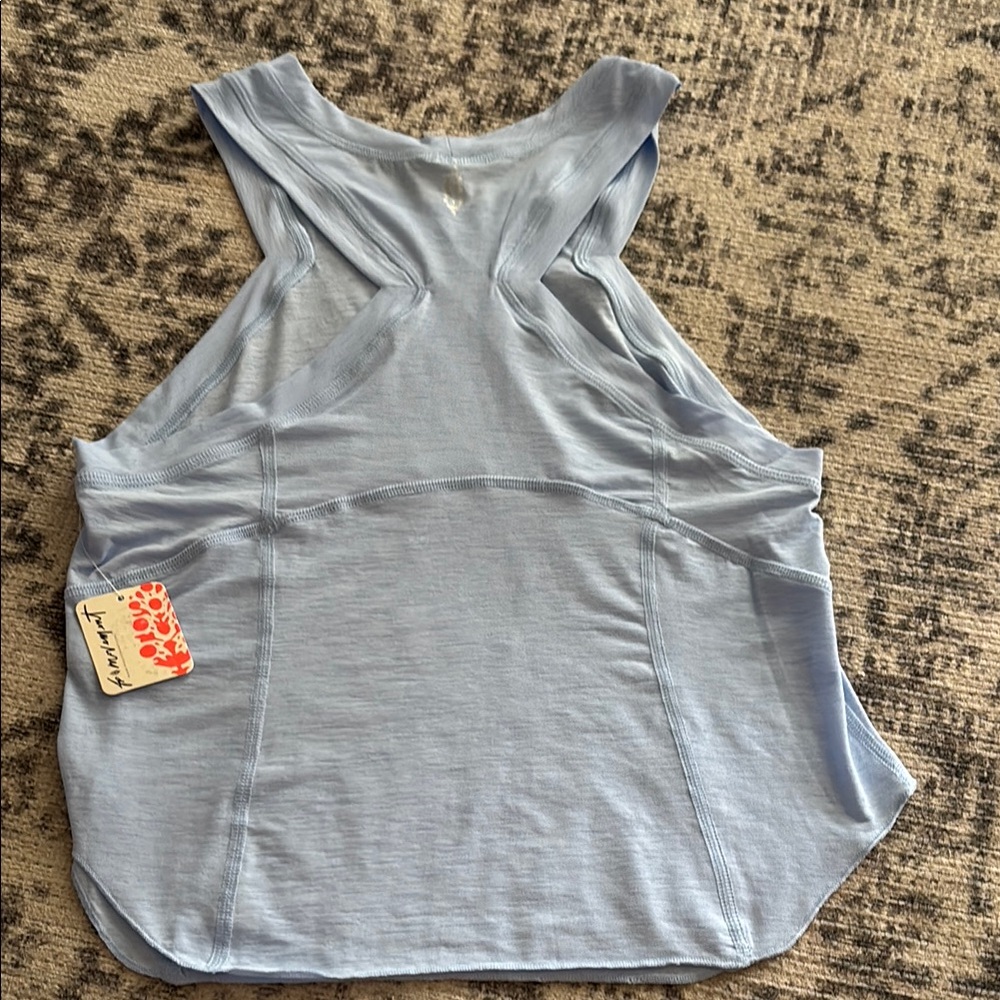 Blue Relaxed Cut Out Tank Top